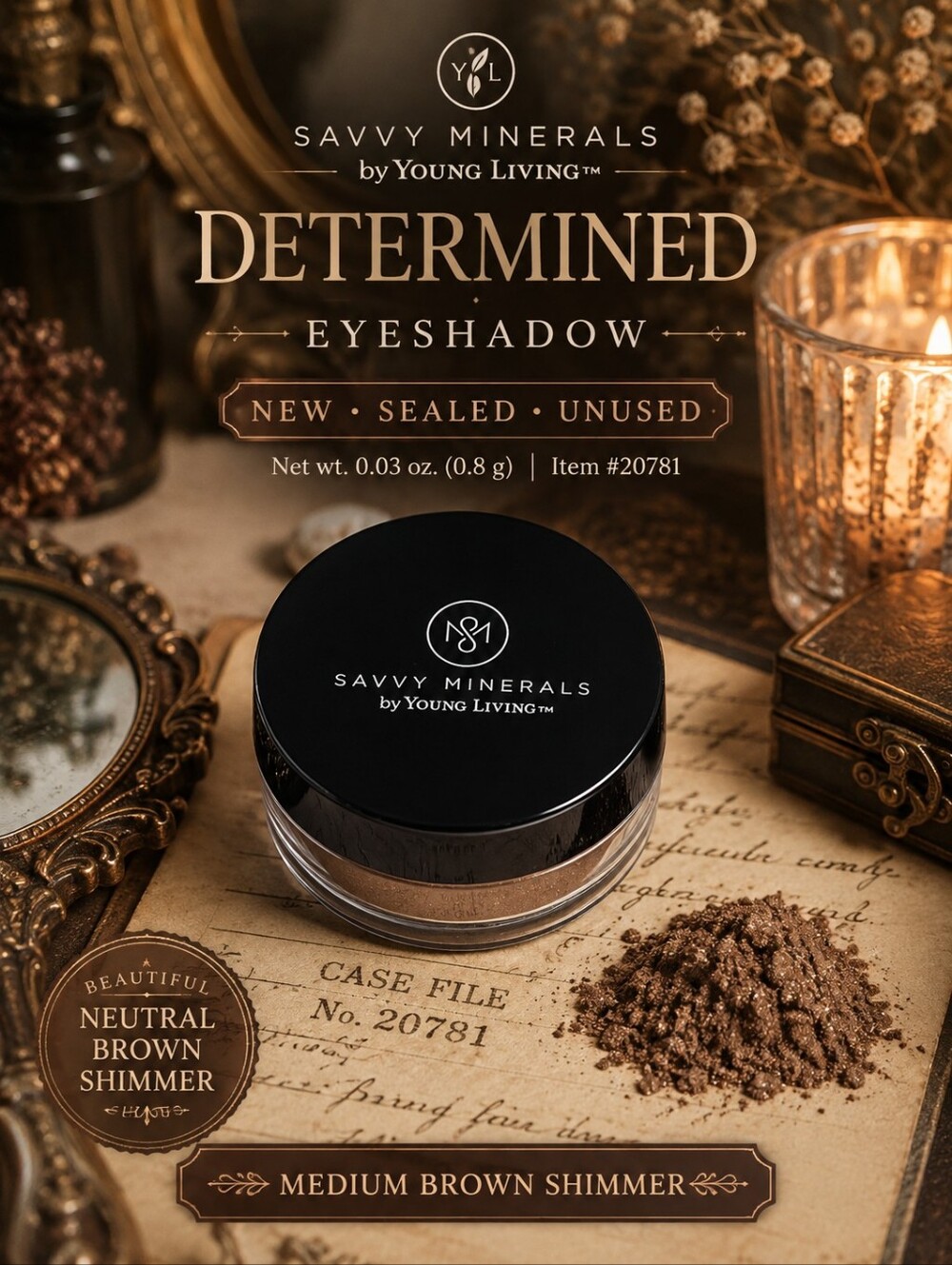 🕯Savvy Minerals Young Living Determined Eyeshadow Brown Shimmer 0.03 oz NWT